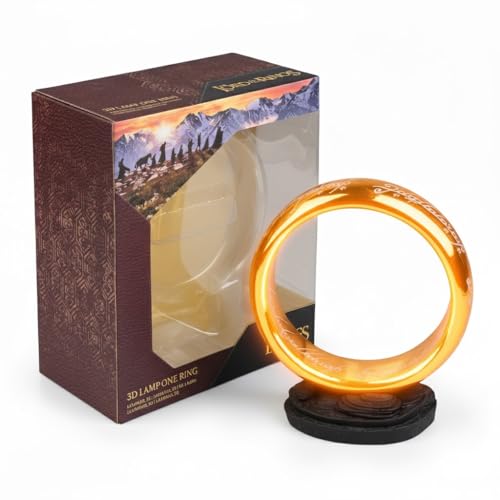 Lampara El Señor de los Anillos - Lampara escritorio Gaming o de Mesita Noche - Figura Anillo Unico con LUZ LED (USB o Pilas) Decoración habitación: El Señor de los Anillos Regalos Merchandising