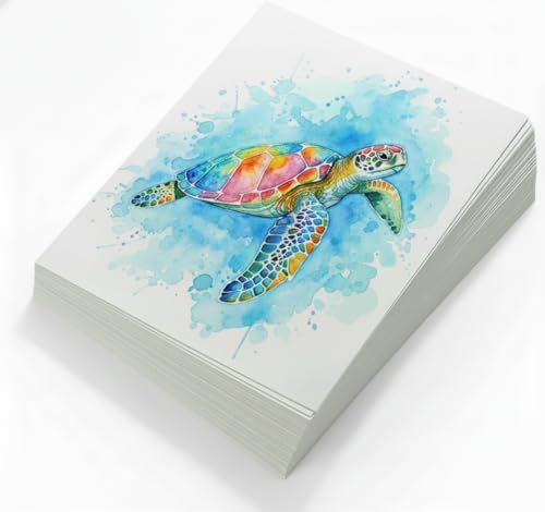 200 Sheets (8.5 x11) - Premium Watercolor Paper - 220 GSM - Loose White Sheets with a Hint of Grey - Ideal for Water Coloring Sketching Drawing Craft Art & Mixed Media. Bulk Pack of Paint Paper