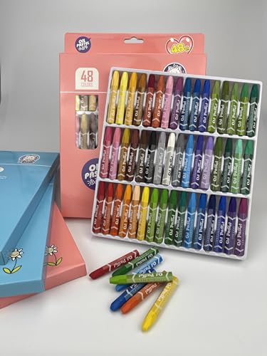ZAXOXAZ Conjunto de 48 cores pastéis a óleo, bastões de óleo, pastéis a óleo para crianças, bastões
