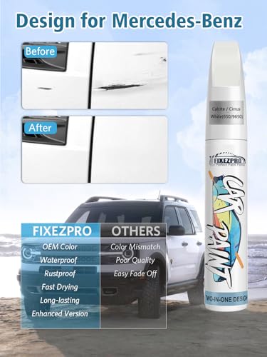 Image of 744 /9744 Brilliant Silver Metallic Car Touch Up Paint for Mercedes-Benz, Color Match Auto Paint Repair Pen,Professional Car Scratch Repair Remover Pen Quick & Easy to Use