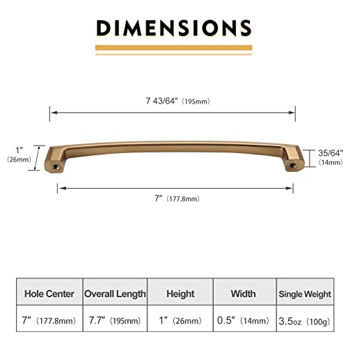 Image of 10 Pack 7 Inch Champagne Bronze Cabinet Pulls Kitchen Cabinet Handles Kitchen Handles for Cabinets Cupboard Handles Champagne Drawer Handle Dresser Pulls