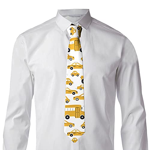 Mens Boys Novelty Fashion Neckties Slim Gentlemen Neck Tie Funny Wide Neckties For Business Party Boys Formal Business Wedding Suit-Cartoon Cute Yellow Cars Bus Pattern #TOP6