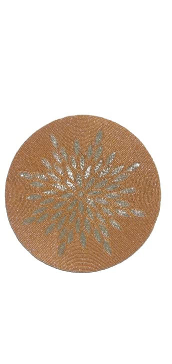 FliHaut® Handcrafted Beaded Placemat (14 Inches) (Beige with Silver Star) (B09TXTGGJS) Amazon Price History, Amazon Price Tracker