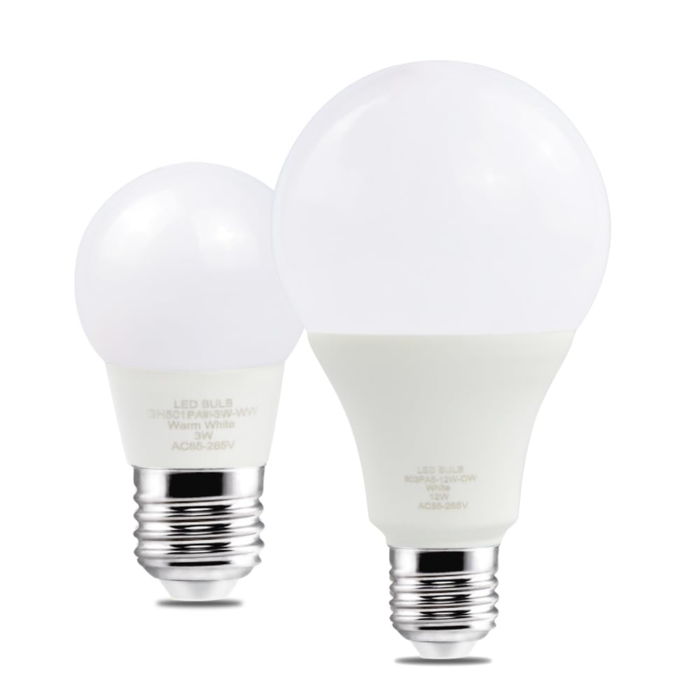 KJXP Lighting, Paquet de 10, ampoule de nuit LED AC220V E27 5W/7W/9W/12W/15W, lampe de Table de cuisine, chambre à coucher, éclairage de lustre de maison(Warm White,12w)
