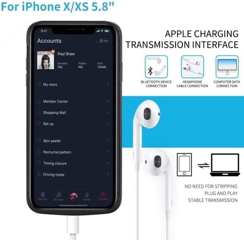 Battery Case for iPhone XS/X,5000mAh Extended Battery Charger Case for iPhone X/XS [5.8"] Portable Rechargeable External Backup Battery Power Bank Charging Case Support Audio,Black