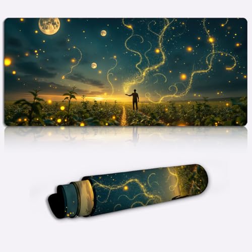 LJSPTU Cosecha mágica a la luz de la Luna Alfombrilla para Ratones para Jugadores, Base Antideslizante Accesorio de Escritorio para PC de Oficina en casa 600 * 350 * 4mm