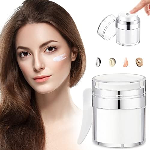 Cream Jar Vacuum Bottle with Spatulas, Airless Pump Bottle Portable