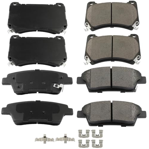 Image of Ceramic Brake Pads 8PC ECCPP Rear Front D1551 D1396 For Hyundai For Genesis | 2010 2011 2012 2013 2014;D1551-8761 D1396-8504;w /Hardware