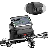 OBEST Bolsa Manillar Bicicleta, 5 L Plegable Bolsa con Adaptador, Cesta Delantera para Bicicleta Exterior, Bolsa Impermeable para Bicicleta/Bicicletas Eléctricas con Pantalla Táctil, Correas Ajustable