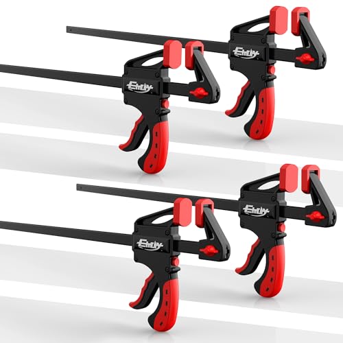 EHDY Bar Clamps for Woodworking, 12 Inch One-Handed Clamp/Spreader, Light-Duty Quick-Change F Clamp with 130lbs Load Limit, 4-Piece