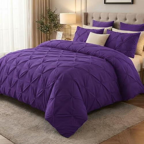 Z&A Homz Z&A Bedding Royal Blue Pintuck Duvet Covers Super King - Soft Brushed Microfiber Quilt Cover With Pillow Cases - Breathable & Washable Comforter - Easy Care Set