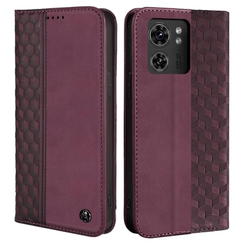Image of Wallet Case for Motorola Edge 2023 6.6 inch - Moto Edge 2023 Flip Case [Strong Magnetic] PU Leather Folio Case with Card Holder Kickstand Protective Phone Cover - Wine red