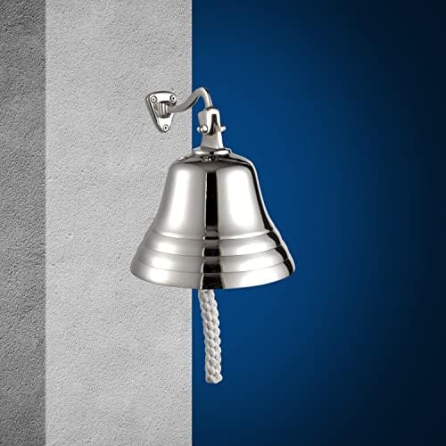ACL Bar Accessories for Home Pub Hand Bell  Wall Mounted Bar Bell Nautical Decorations  Unique Silver Bell with Crisp Loud Sounds Ideal for Christmas, Reception, Pubs (5 Inch)
