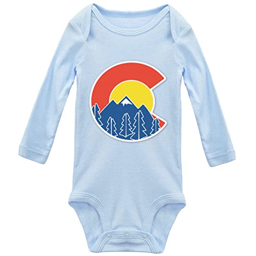 Yeavomeny Colorado Flag and Mountain Baby Boys Girls Bodysuit Long Sleeve Romper Infant Jumpsuit Outfit