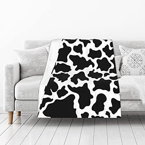 Black and White Cow Print Throw Blanket Fluffy Fuzzy Throws Blanket Adult Kids Soft All-Season Warm Blanket Cozy Lightweight Flannel Blankets for Bedroom Living Rooms Sofa Home Decor