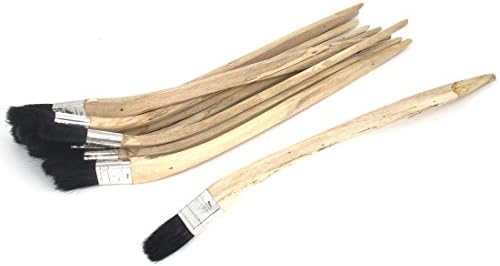 Aexit 10pcs 1″ Painting Supplies & Wall Treatments Width Bent Wooden Handle Metal Ferrule Paint Bristle Wall Furniture Painting Paint Rollers Brush Tool