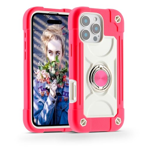 Image of MARKILL Compatible with iPhone Case with Ring Stand, Military Grade Drop Protection Full Body Rugged Heavy Duty Protective Durable Cover iPhone. (Hot Pink, iPhone 16 Pro 6.3 inch)