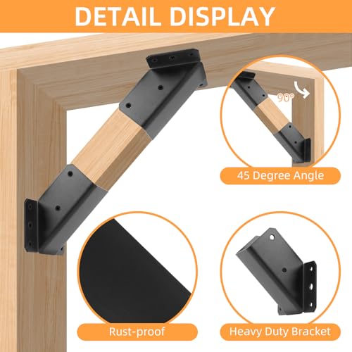 ZOBGOWE 45-Degree Angle Bracket for 2x4 Post(Actual 1.5''x3.5''), Heavy Duty Connector Brace 45-Degree Pergola Support Brace for Pergola, Gazebo Wood Post 8 Pcs by ZOBGOWE - Used condition - Image 5