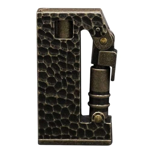 Image of Smoke King Hammered Armor Lighter Triple Side Switchable Flame Lighter (Black) Portable Vintage Metal for Outdoor, Camping & Gifting.