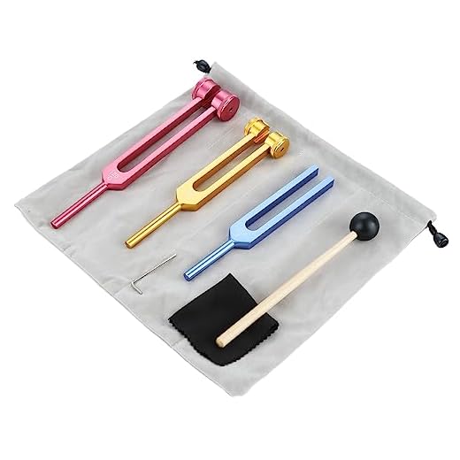 DRELD Juego de tenedores de afinación de 128 Hz, 256 Hz, 512 Hz para curación de chakras, terapia de sonido, reparación de ADN y uso médico con paño de limpieza, llave Allen y martillo de silicona