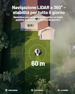 MAMMOTION YUKA mini 2 1000 Robot Rasaerba senza Cavo Perimetrale con Garage Standard, LiDAR 360° + Visione AI, Riconoscimento di Oltre 300 Ostacoli, DropMow, Consigliato per 1000m²