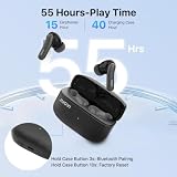 Słuchawki douszne JUOVI Ture – słuchawki Bluetooth z hybrydową aktywną redukcją szumów (ANC, 52 dB), czas pracy do 55 godzin, czysty dźwięk podczas rozmów, obsługa Bluetooth 5.4