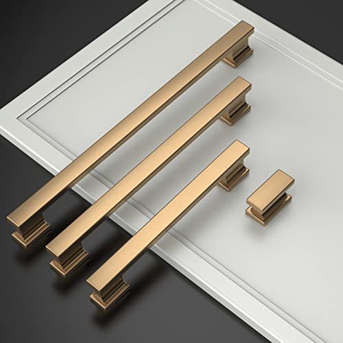 Asidrama 6 Pack 7 Inch(177mm) Hole Centers Champagne Bronze Kitchen Cabinet Handles, Brushed Brass Cabinet Pulls Kitchen Cabinet Hardware for Cupboard Gold Drawer Pulls by Asidrama - Image 4