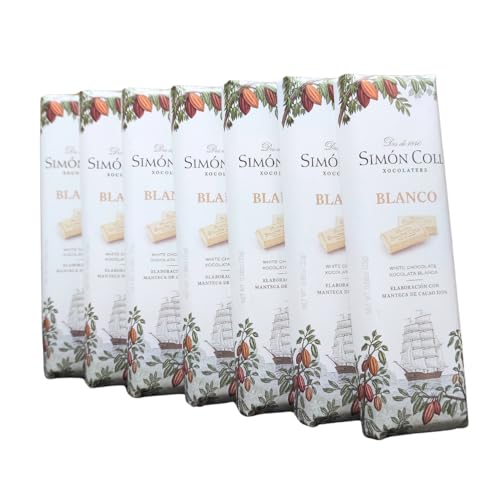Chocolate Blanco | Simón Coll - 7 Tabletas de Snack de 25 Gr Para Llevar - Delicioso Chocolate Blanco Ideal para Disfrutar en Cualquier Momento