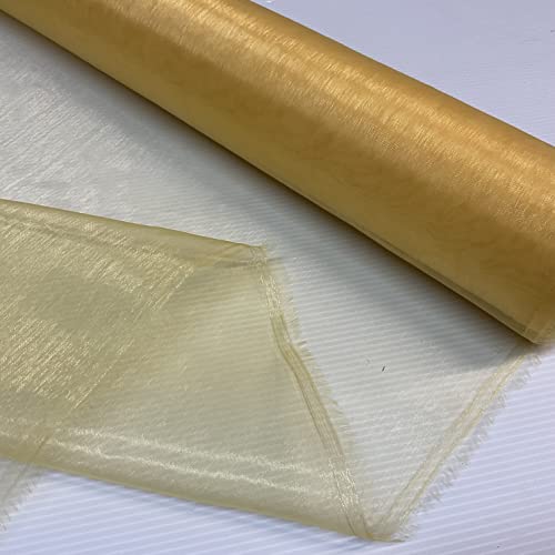 Cortina de gasa de organza, ligera, transparente, color dorado, 1 metro, para bodas, sillas, 150 cm de ancho