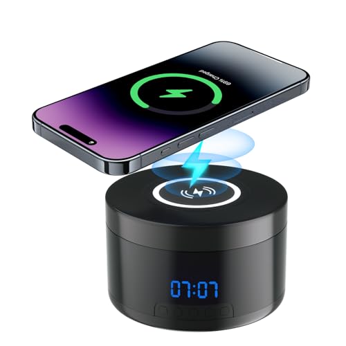Small Security Camera Indoor Wireless Charger - 1080P Clock Camera with 15W Fast Phone Charger - Mini WiFi Cameras Wireless Nanny Cam with 160°Rotating Viewing Angle - AI Motion Detection