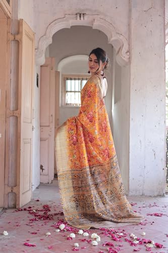 Image of MIRCHI FASHION Women Saree Cotton Silk Batik Block Printed | Breathable Office Wear and Regular Use Sari with Blouse Piece