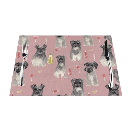Sets de table imprimés Schnauzer antidérapants cuisine 45x30 cm