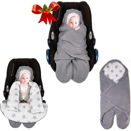 Car seat Blankets for Babies - Baby Car seat Cover - Carseat Swaddle Blanket - Stroller Bunting Bag for Infants - Baby Newborn Winter Gear - Neutral Grey/White