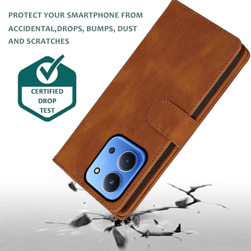 Étui Xiaomi Redmi 15C 4G/5G avec protège-écran et porte-cartes marron - 7