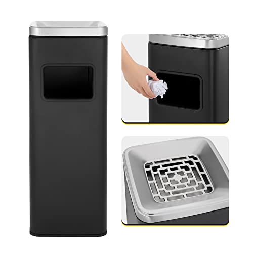 Dyna-Living Stainless Steel Trash Can Outdoor Commercial Garbage Can Large Trash Bin For Home Use Industrial Waste Container, Square Black #TOP27