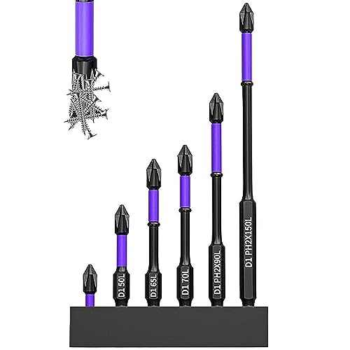 Samuliy Brocas magnéticas fuertes | Juego de puntas de destornillador magnético - 6 piezas kit de puntas magnéticas portátiles resistentes - Cabeza magnética de ranura cruzada con puntas de cabeza