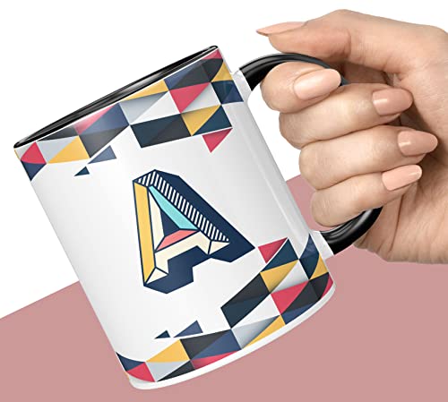Image of 3D Colorful Alphabet Letter A Printed Coffee Mug For Girls Boys Friends Love Kids Best Gift For Birthday Anniversary Initial Letter A (Microwave Safe Ceramic Tea Coffee Mug-350ml) - ABV3TM2 01