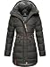 Navahoo Damen Wintermantel Steppmantel Winterjacke Kurzmantel warm gefüttert abnehmbare Kapuze Daliee Anthracite Gr. M