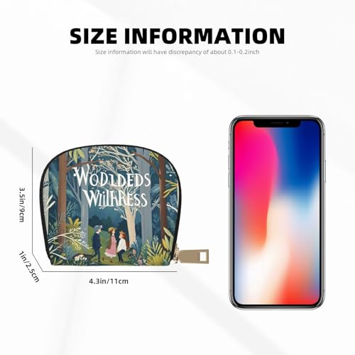 Woodland Whispers Print Credit Card Holder, PU Leather Small Card Bag Wallets with Zipper for Women Men id Business Card3