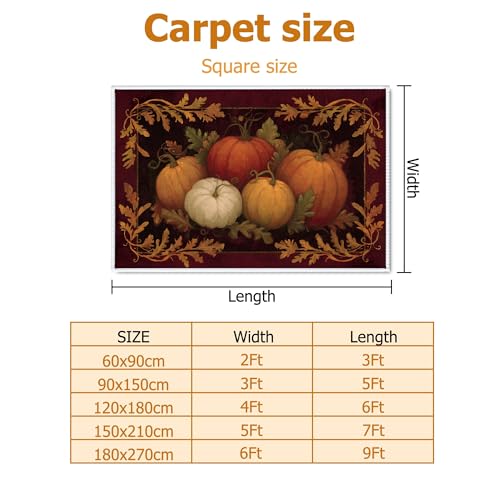 Tapis antidérapant feuilles d'automne grand format rectangulaire orange