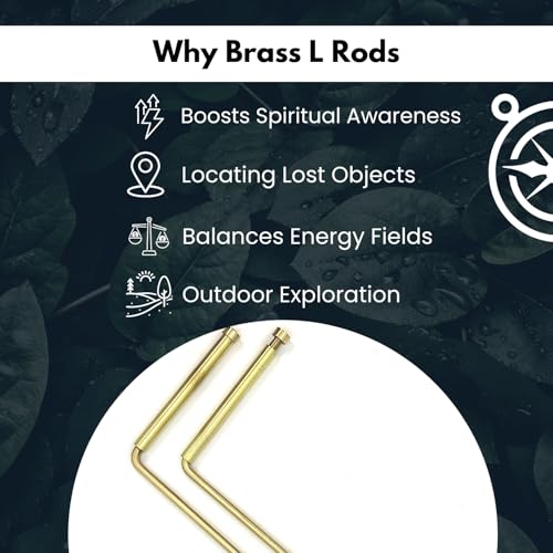 Image of Plus Value Brass Dowsing Rods Pair for Vastu, Reiki, Dowser, Energy Healers with Dowsing Charts L Divining Rod for Finding Underground Water & Gold, Lost Object, Geopathic Stress