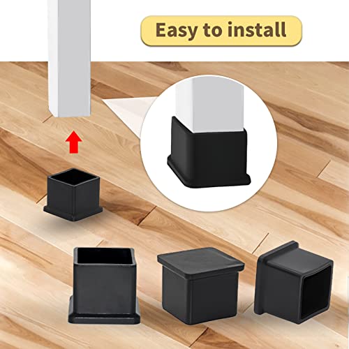 Flyshop Non-Marking Pvc Patio Chair Leg Caps Square Furniture Floor Protectors Black 10Pcs, 1-3/16" X 1-3/16", 30Mm X 30Mm #TOP5