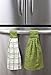 Ritz Premium 100% Cotton Solid and Multi Check Kitchen Tie Towel, Absorbent, Super Soft, and Fast Drying Hang Towel, Set of Two, Cactus Green
