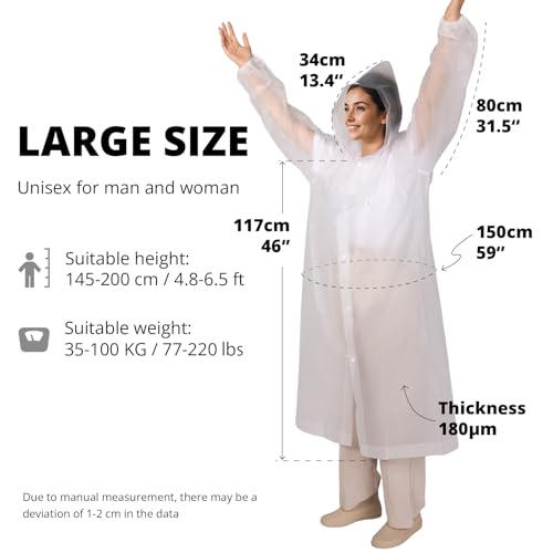 2 Pack Rain Coats Reusable PEVA Rain Hooded Ponchos with a Drawstring Bag for Adult Unisex2
