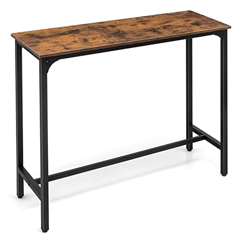 GIANTEX Mesa de Bar Larga de 120 cm, Mesa de Comedor Rectangular con Estructura de Metal, Mesa...