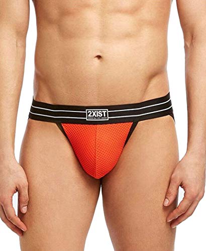 2(X)IST Men's Retro Micro Jock Strap Underwear, Spicy Orange, Medium