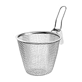 DimyFew Colador de Fideos Cesta para Freír con Malla de Acero Inoxidable Y Mango Cómodo para Cocinar Pasta Fideos Ramen Y Verduras Cocidas Indicado para Cocin, L