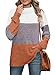 Turtlenecks Tops for Womens Oversized Sweaters Early Fall Fashion Plus Size Winter Clothes Long Sleeve Shirts Boho Triple Color Block 3XL