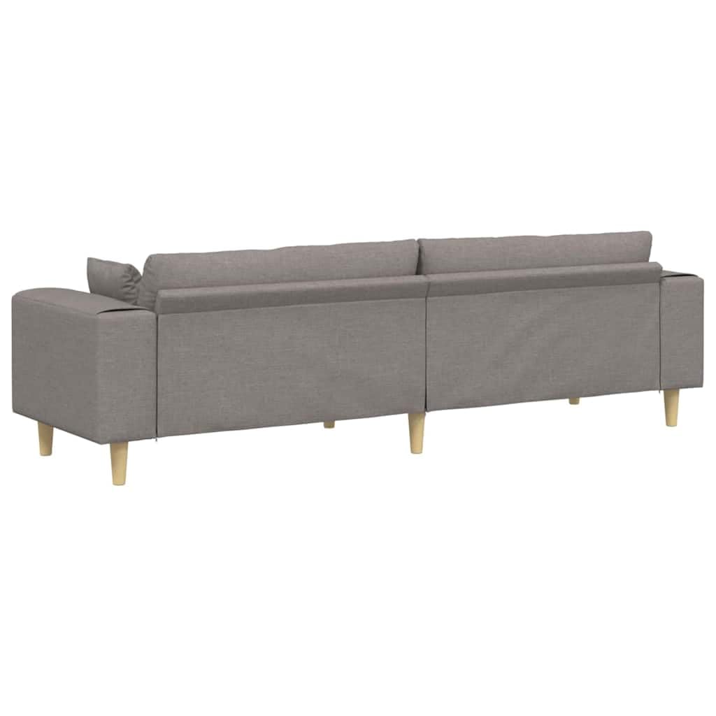 Sofá de 4 plazas, color topo, 250 x 77 x 76 cm, de tela aterciopelada, con diseño transpirable y patas de madera estables, moderno, para salón, dormitorio, oficina