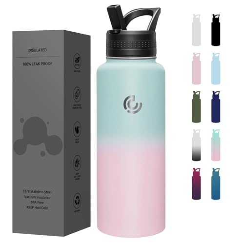 Image of 40oz Sports Water Bottle, Stainless Steel Water Bottle-Vacuum Insulated, Reusable Travel Bottle, Twist Cap, With Hand Grip for Easy Carrying, Suitable for Cycling, Outdoor Vacations(Bubble Gum)